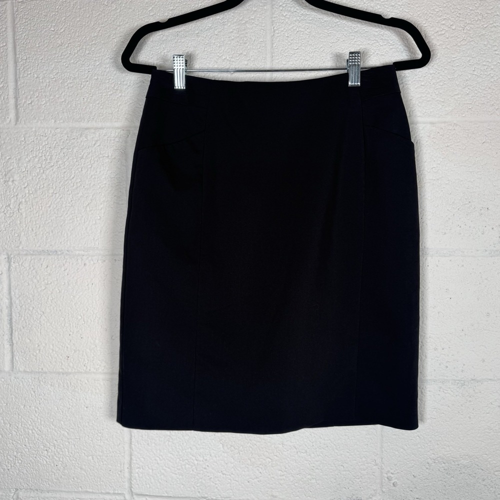 H&M Black Pencil Skirt Womens Size 10 Work Office Career Midi Lined Classic